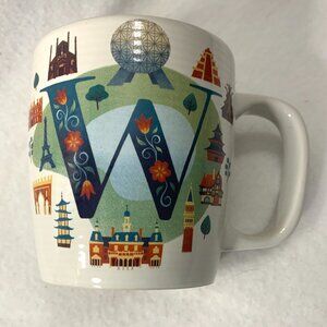 Disney Parks ABC Collection Coffee Mug Letter W is for Epcot World Showcase NWT